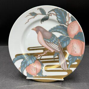 Vintage Fitz And Floyd Nightingale Pattern 7 1/2" Plate Gold Accents 1982